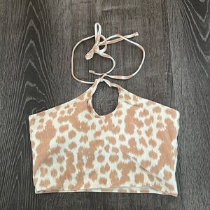 NWT Aerie cheetah halter bikini swim top